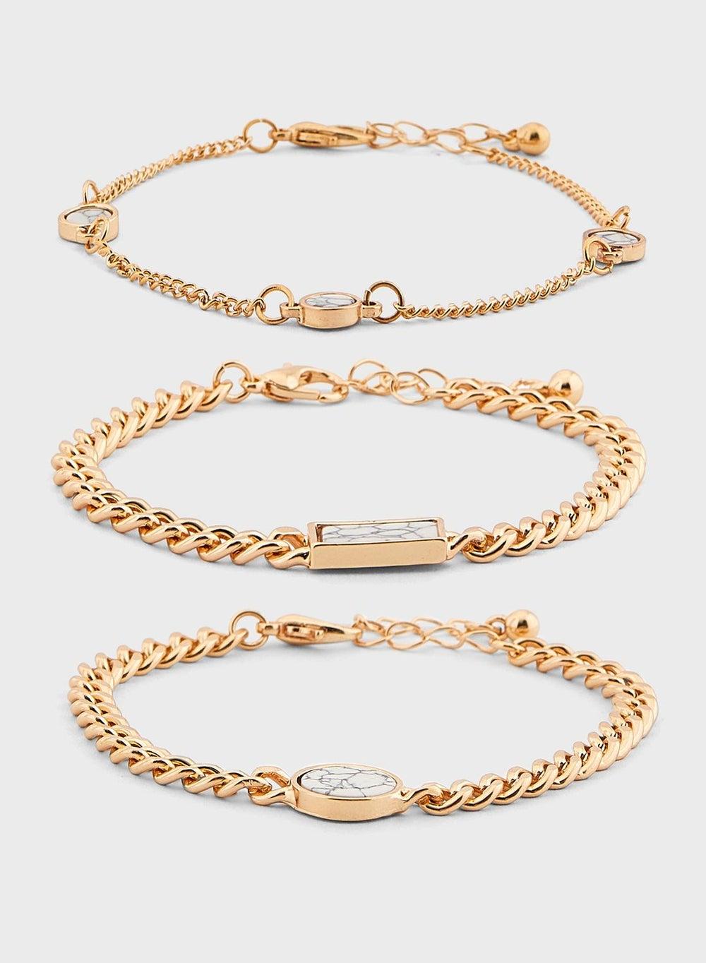 Ginger Multipack Gold Tone Marble Bracelets for Women - Image 1