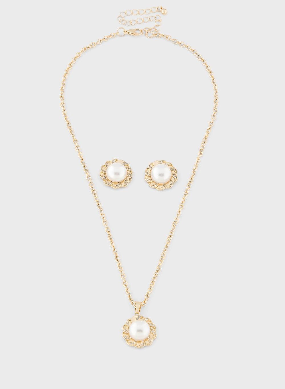 ELLA Pearl Floral Jewelry Set for Elegant Evenings - Image 1