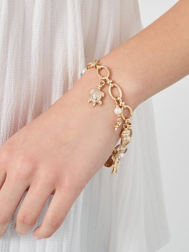 Styli Elegant Faux Pearl and Sea Charm Bracelet for Women - Image 1