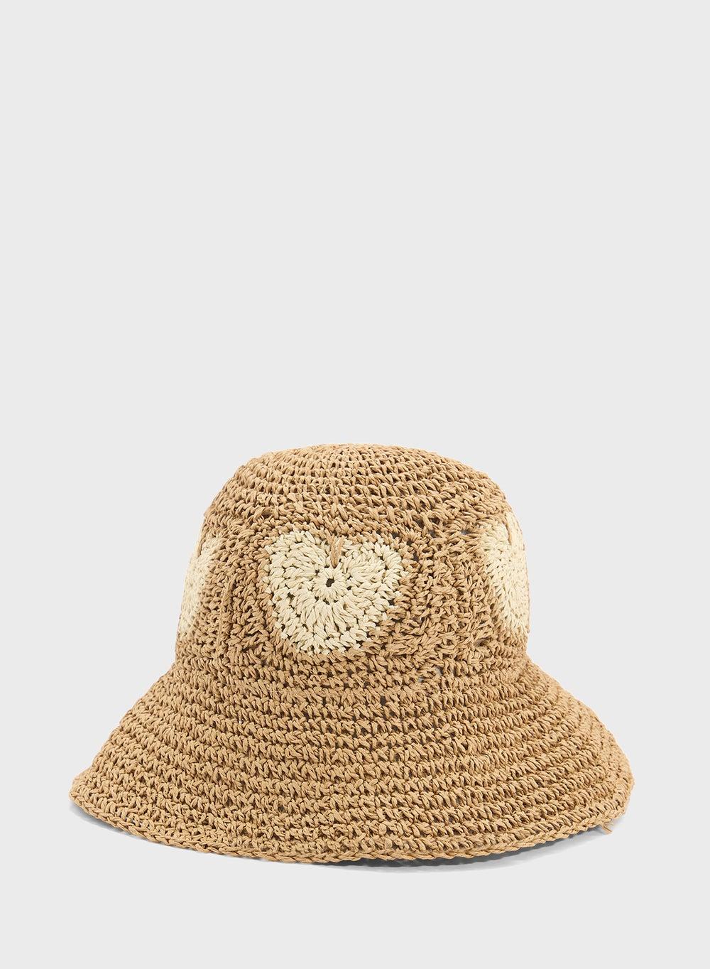 Ginger Heart Motif Elegant Raffia Hat for Women - Image 1