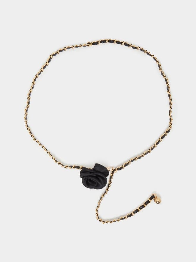Styli Black Flower Chain Belt - Elegance Meets Versatility - Image 1