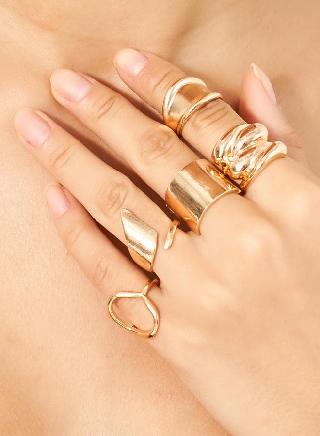 Styli Textured Ring Collection - Elegance in a Set of 5 - Image 1