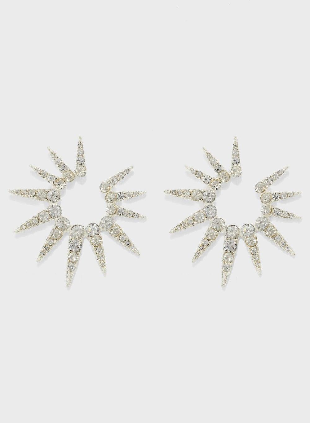 Ginger Diamante Starburst Oversized Stud Earrings - Image 1