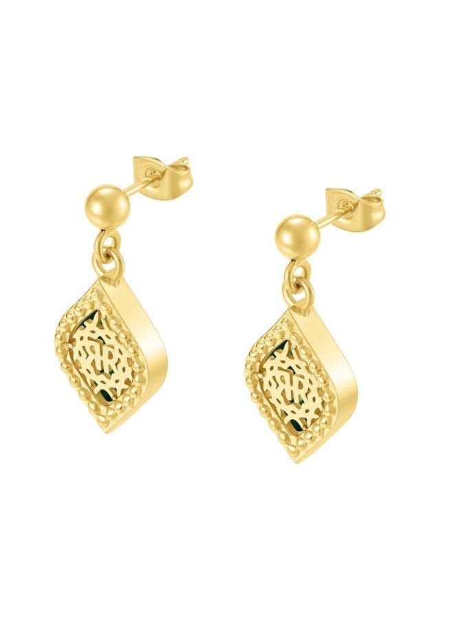CERRUTI 1881 GOLD-G Esmeralda Malachite Crystal Earrings - Image 1
