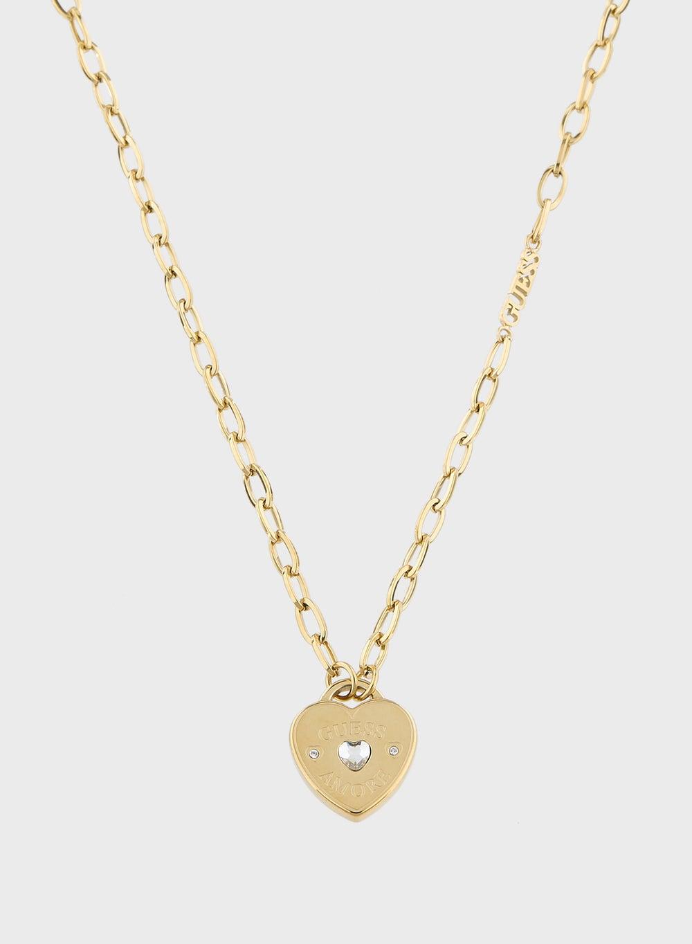 GUESS Heart Charm Necklace JUBN05060JWYGT/U, 21 Inches - Image 1