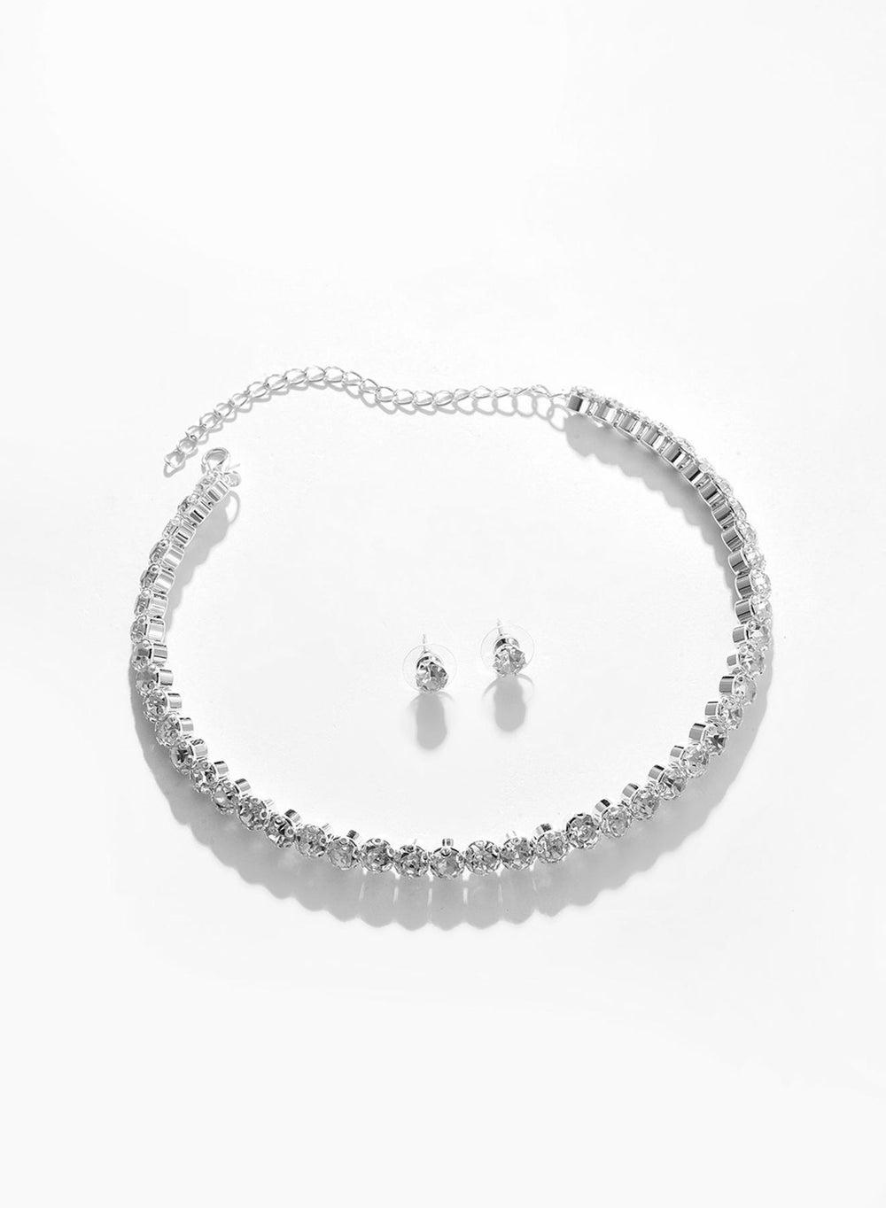 SOHI White Stone-Studded Elegance Jewelry Set for Women - Image 1