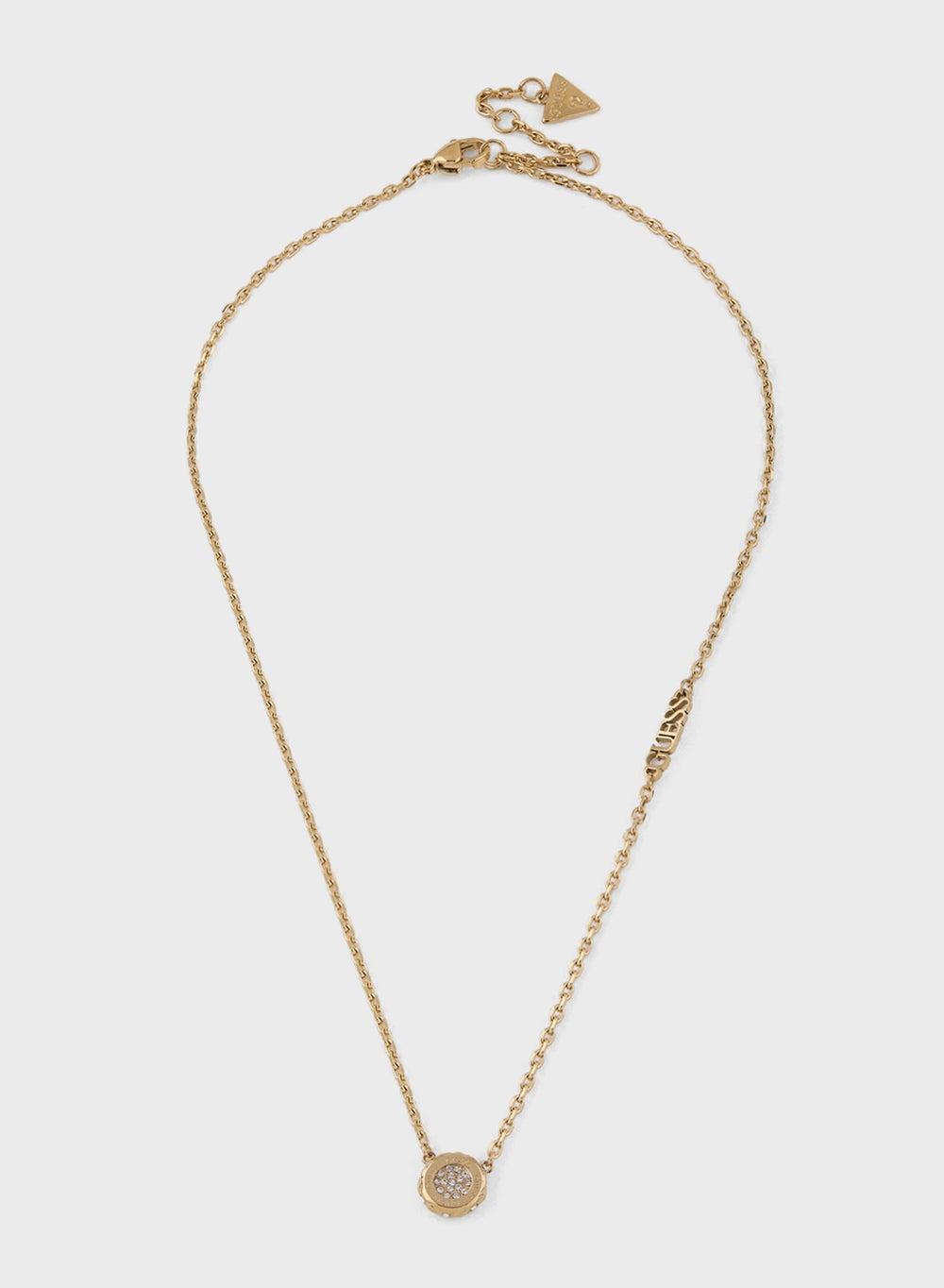 GUESS Matelasse Pave Crystal Coin Necklace - Image 1