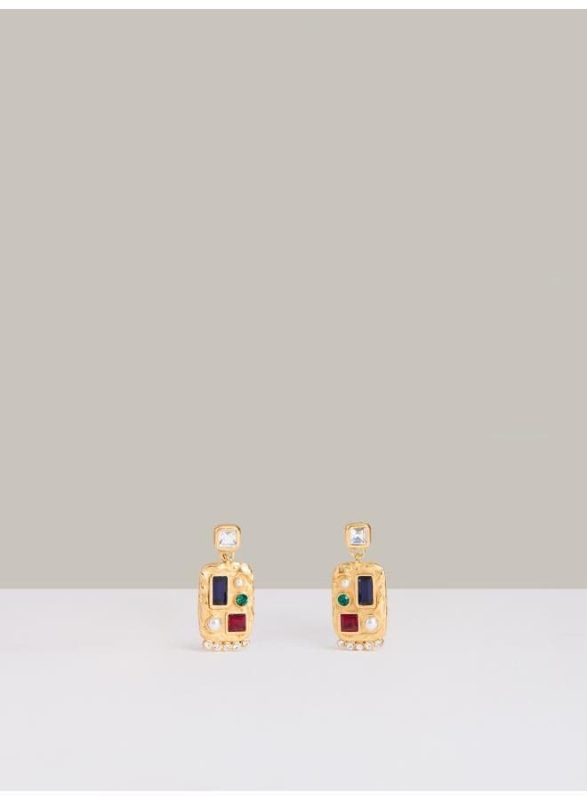 REISS Skylyn Crystal Rectangle Drop Earrings - Image 1
