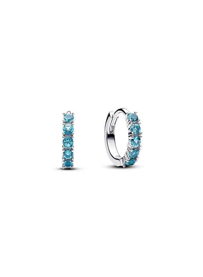 PANDORA Light Blue Huggie Earrings: 14k Gold-Plated Elegance - Image 1