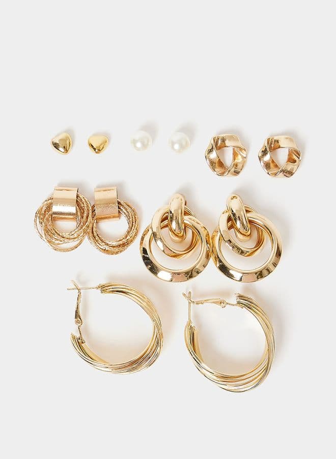 Styli Assorted Texture Earrings Set for Women - Pack of 6 - Image 1