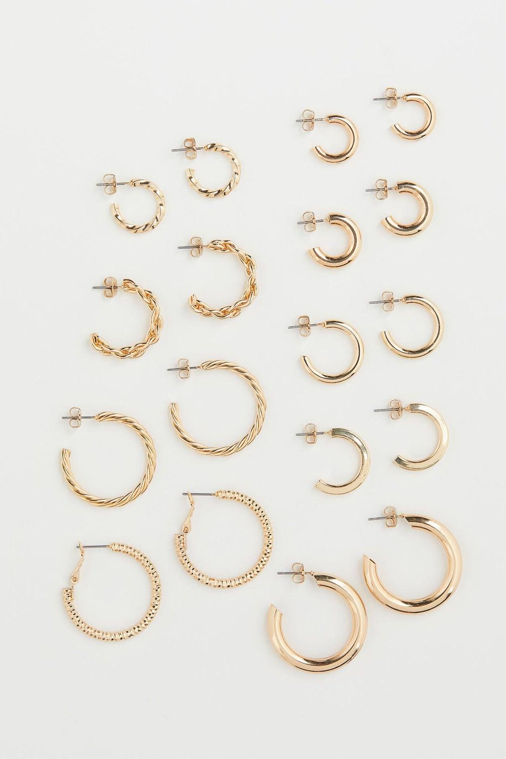 H&M Versatile Hoop Earrings Collection - 9 Pairs - Image 1