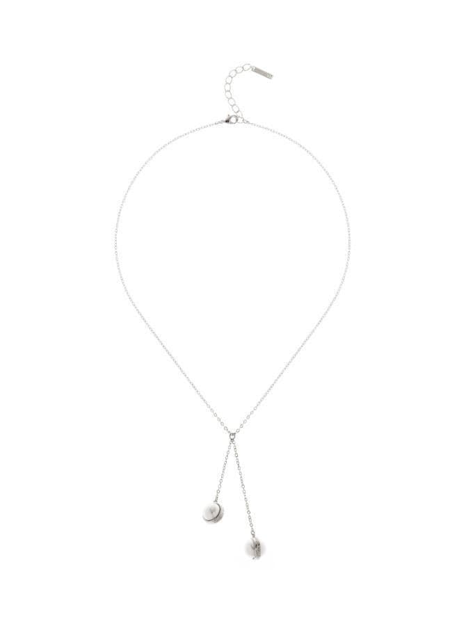 Karen Millen Double Drop Pearl Necklace - Timeless Elegance - Image 1