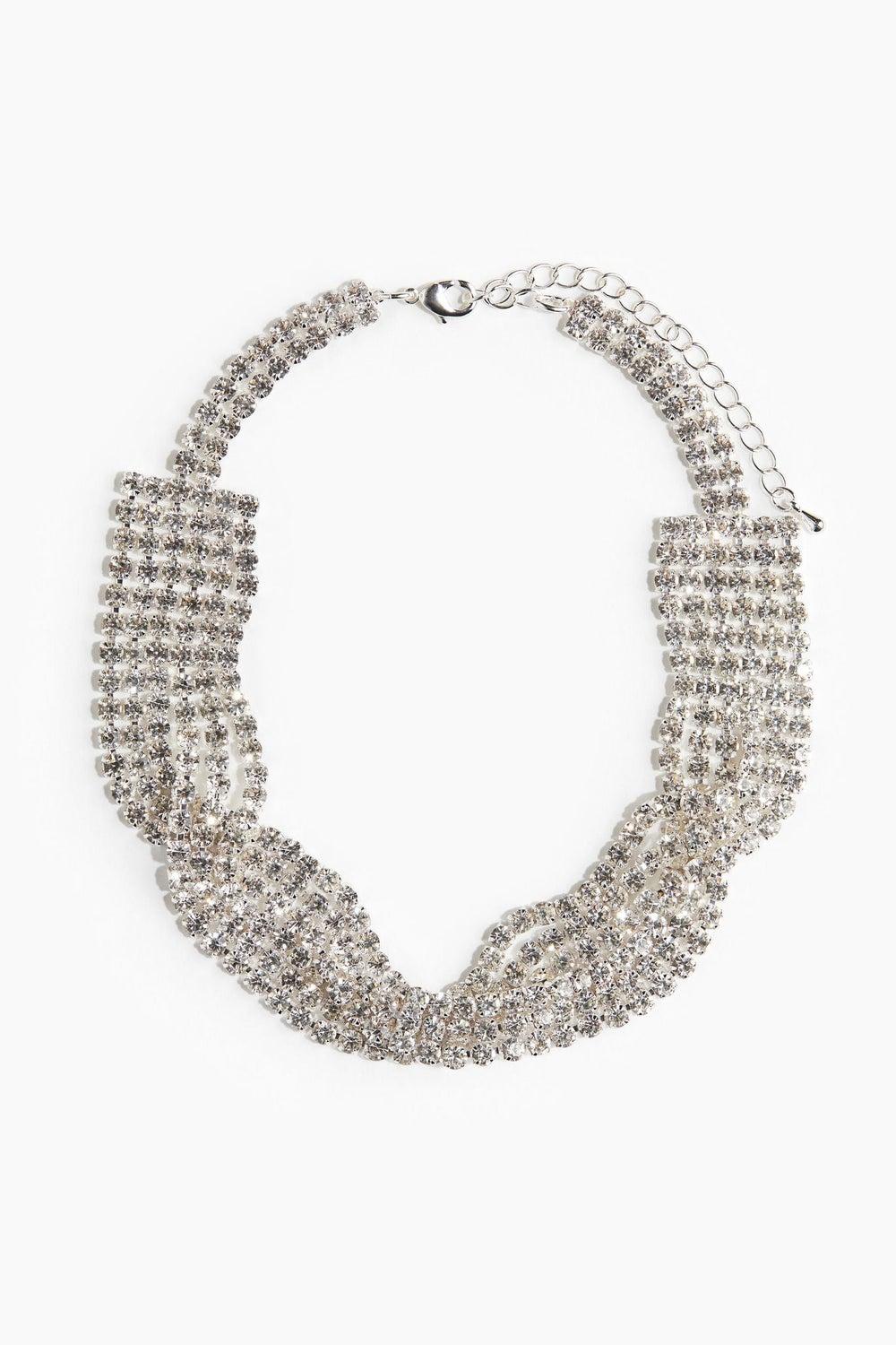 H&M Twisted Elegance Rhinestone Necklace - Image 1