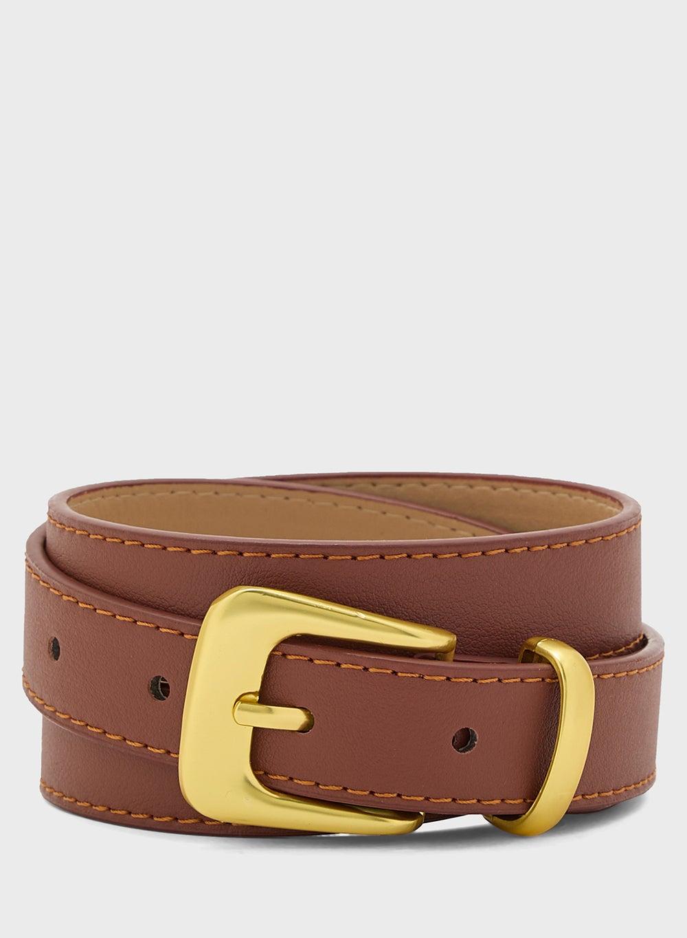 Elegant Ginger Classic Women's Belt with Gold Buckle - Image 1