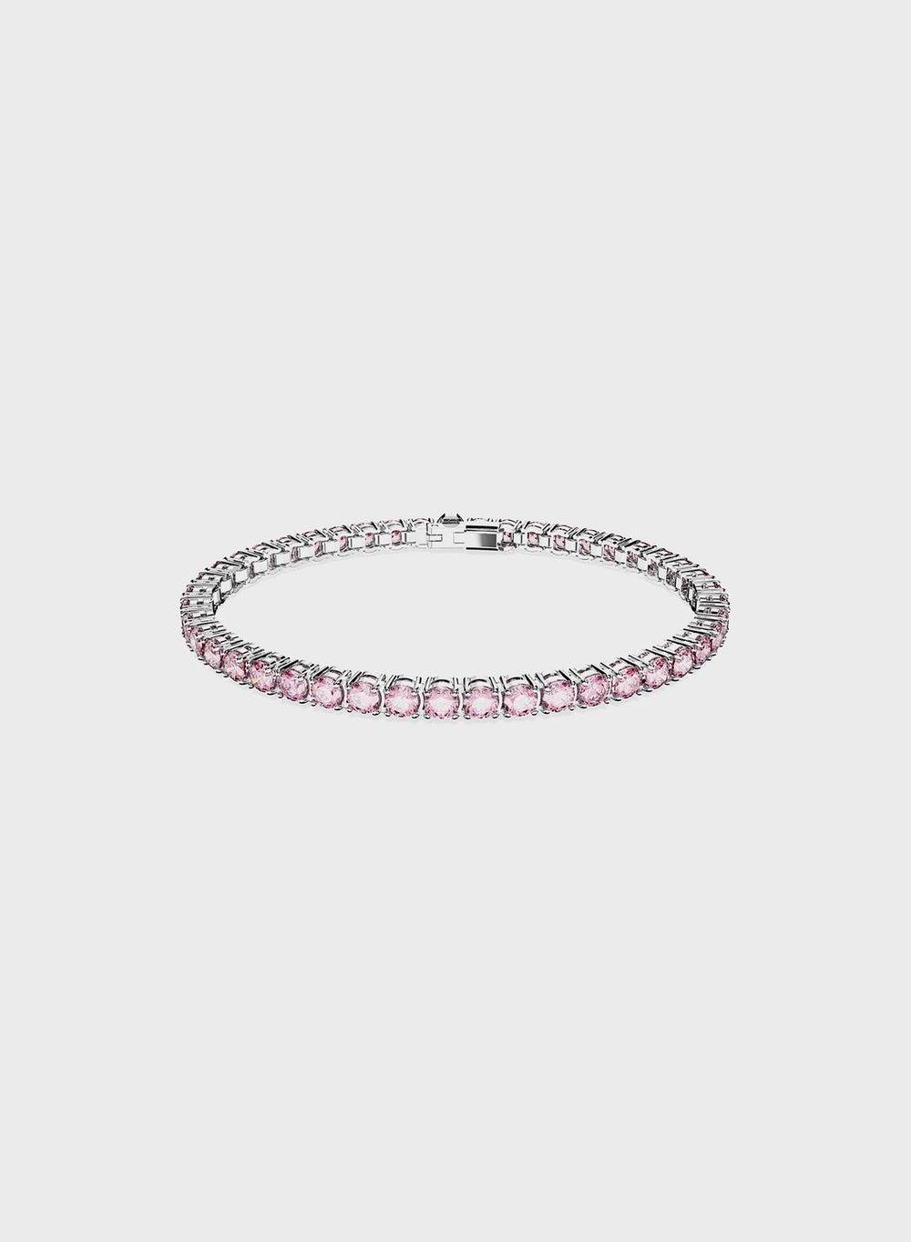 Swarovski Matrix Rhodium Bracelet: Pink Crystals - Image 1