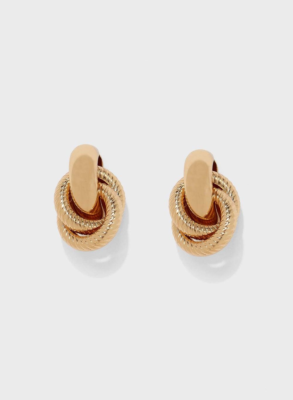 ELLA Gold-Toned Twisted Textured Stud Earrings - Image 1