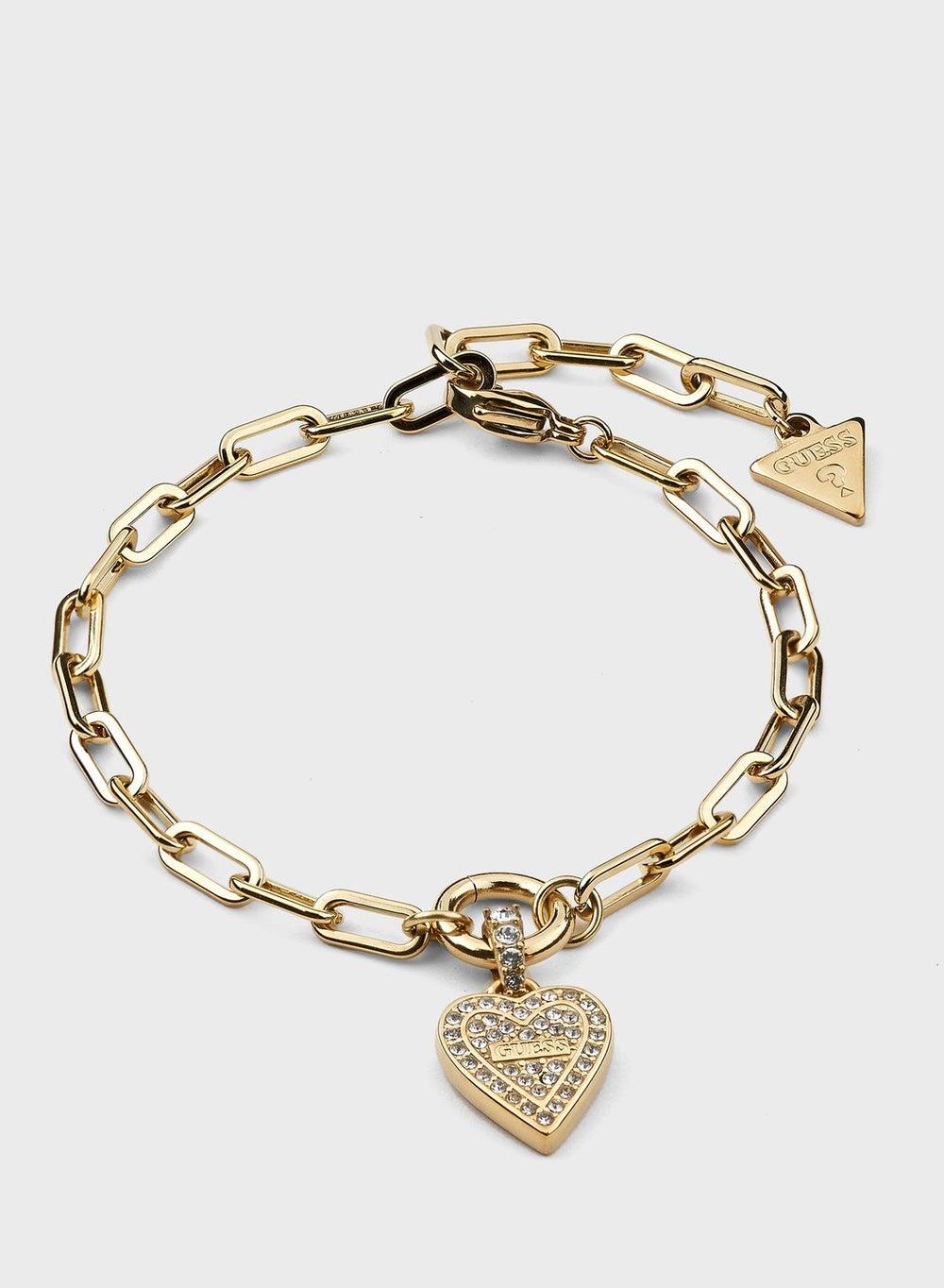 GUESS Paperlink Heart Charm Bracelet for Women - Image 1