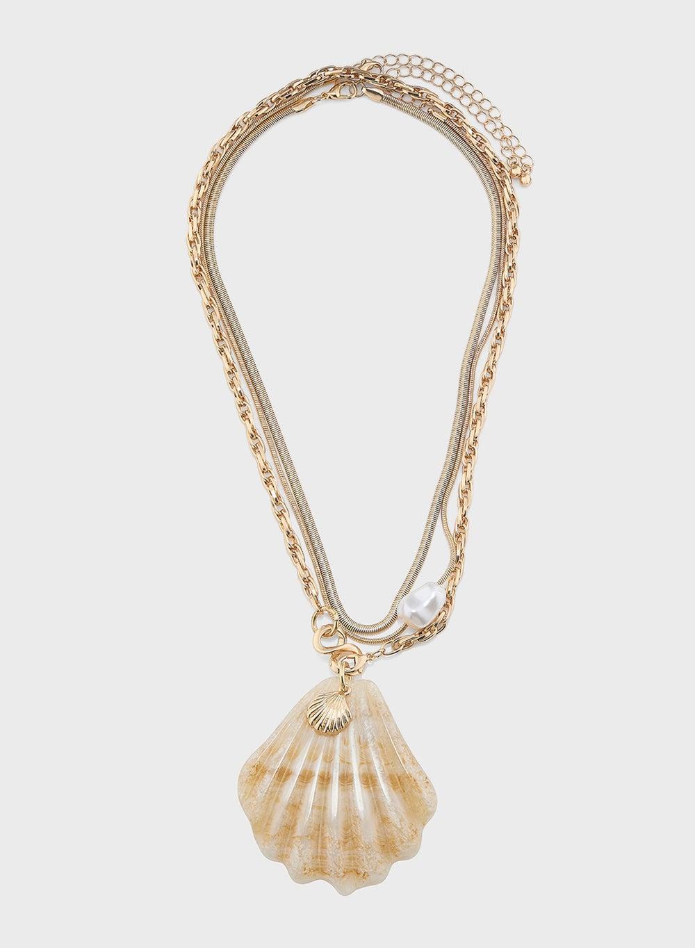Elegant Ginger Shell Pendant Trio - Necklace Set for Women - Image 1
