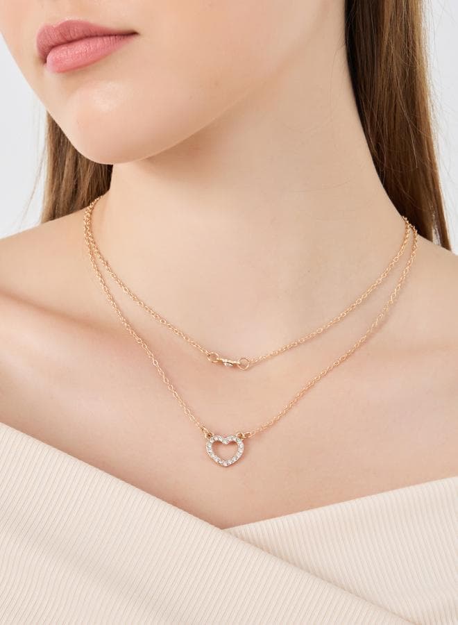 Elegant Heart Pendant Layered Necklace for Styli Women - Image 1