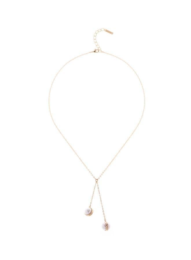 Karen Millen Pearl Elegance Double Drop Necklace - Image 1
