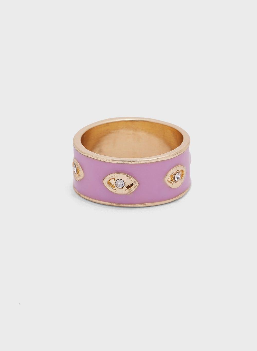 Ginger Evil Eye Enameled Ring – Elegant & Durable - Image 1