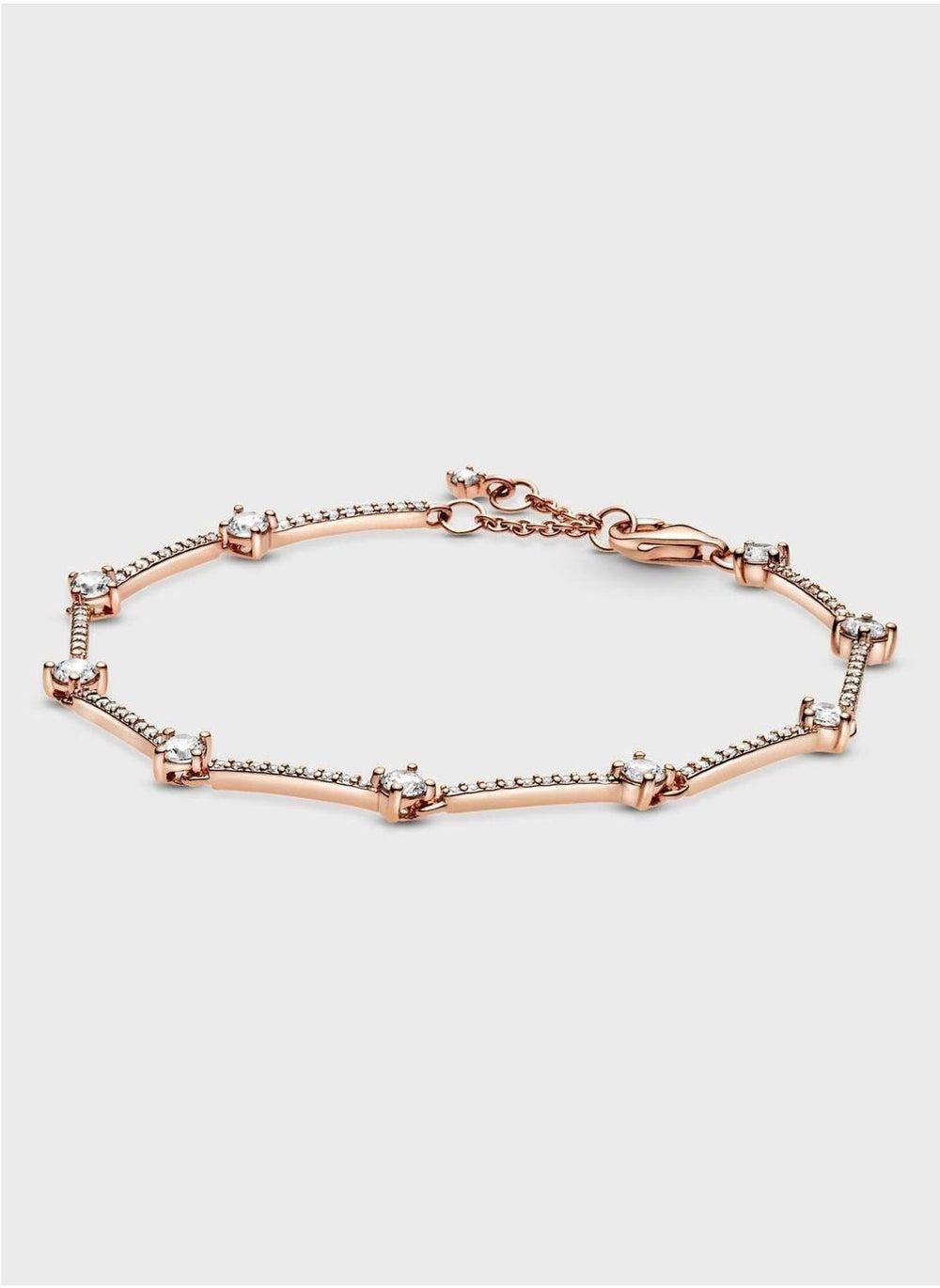 PANDORA Rose Gold Sparkling Pavé Bars Bracelet - Image 1