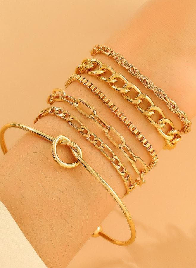 Styli Elegant Women's Chain Bracelet Set of 6 - Lobster Clasp - Image 1