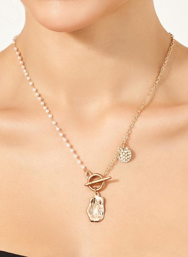 Styli Dual Drop Embellished Necklace - Elegance Redefined - Image 1