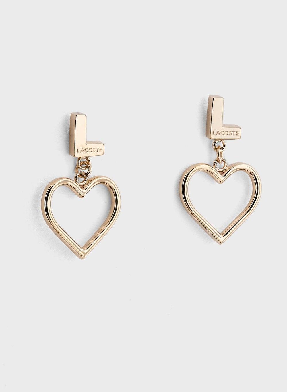 LACOSTE Volte Heart Charm Stainless Steel Earrings - Image 1