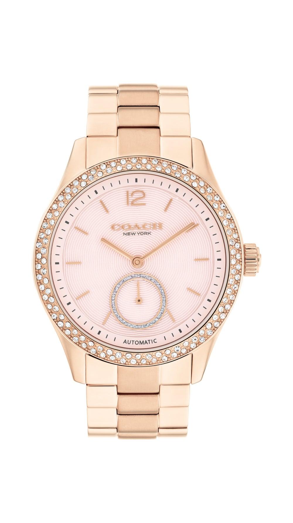 COACH Brooks Women's Pink Dial Analog Watch in Rose Gold - Image 1