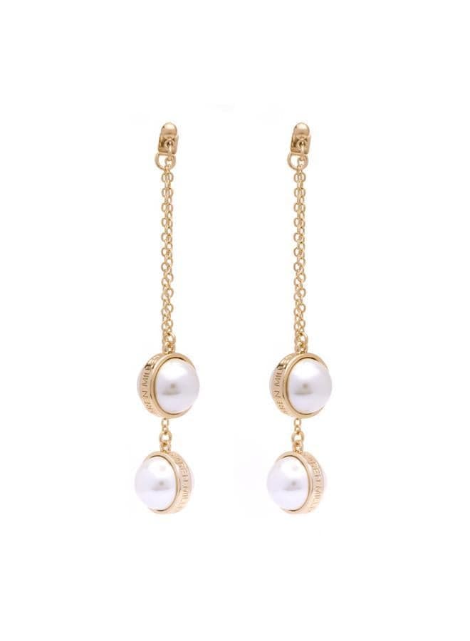 Karen Millen Elegance: Pearl Double Drop Earrings - Image 1