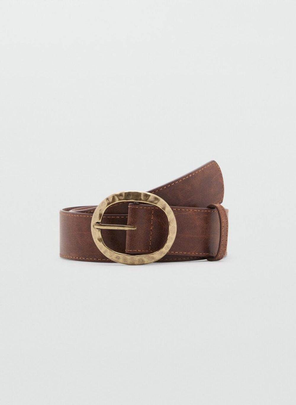 MANGO Elegant Textured Round Buckle Belt for Women - Image 1