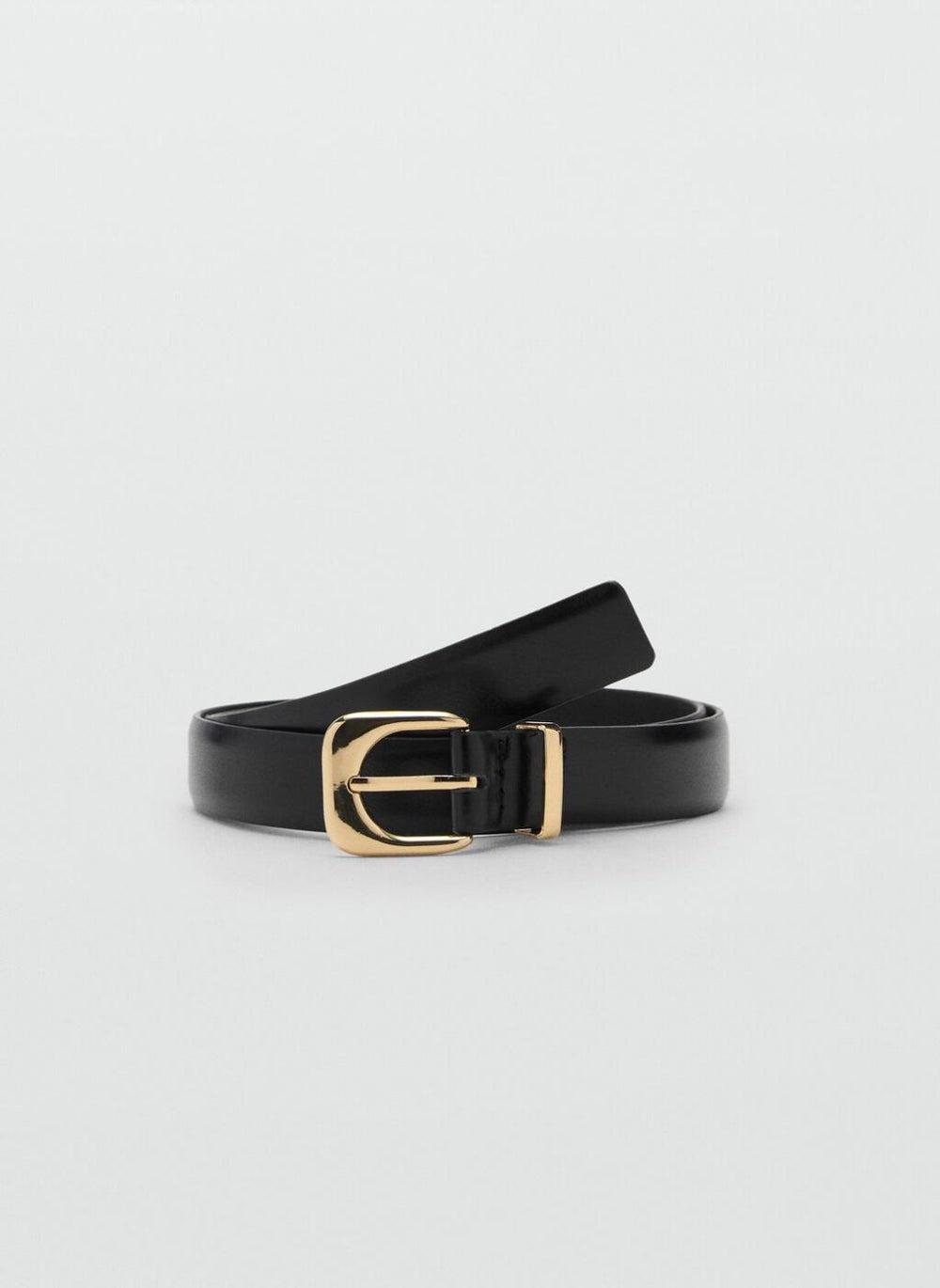 MANGO Women's Chic Leather-Effect Belt With Classic Buckle - Image 1