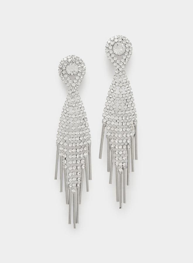 Styli Rhinestone Tassel Drop Earrings - Elegance Unleashed - Image 1