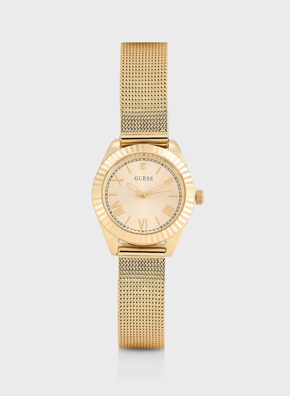 GUESS Mini Luna Gold-Tone Mesh Women's Watch - Image 1