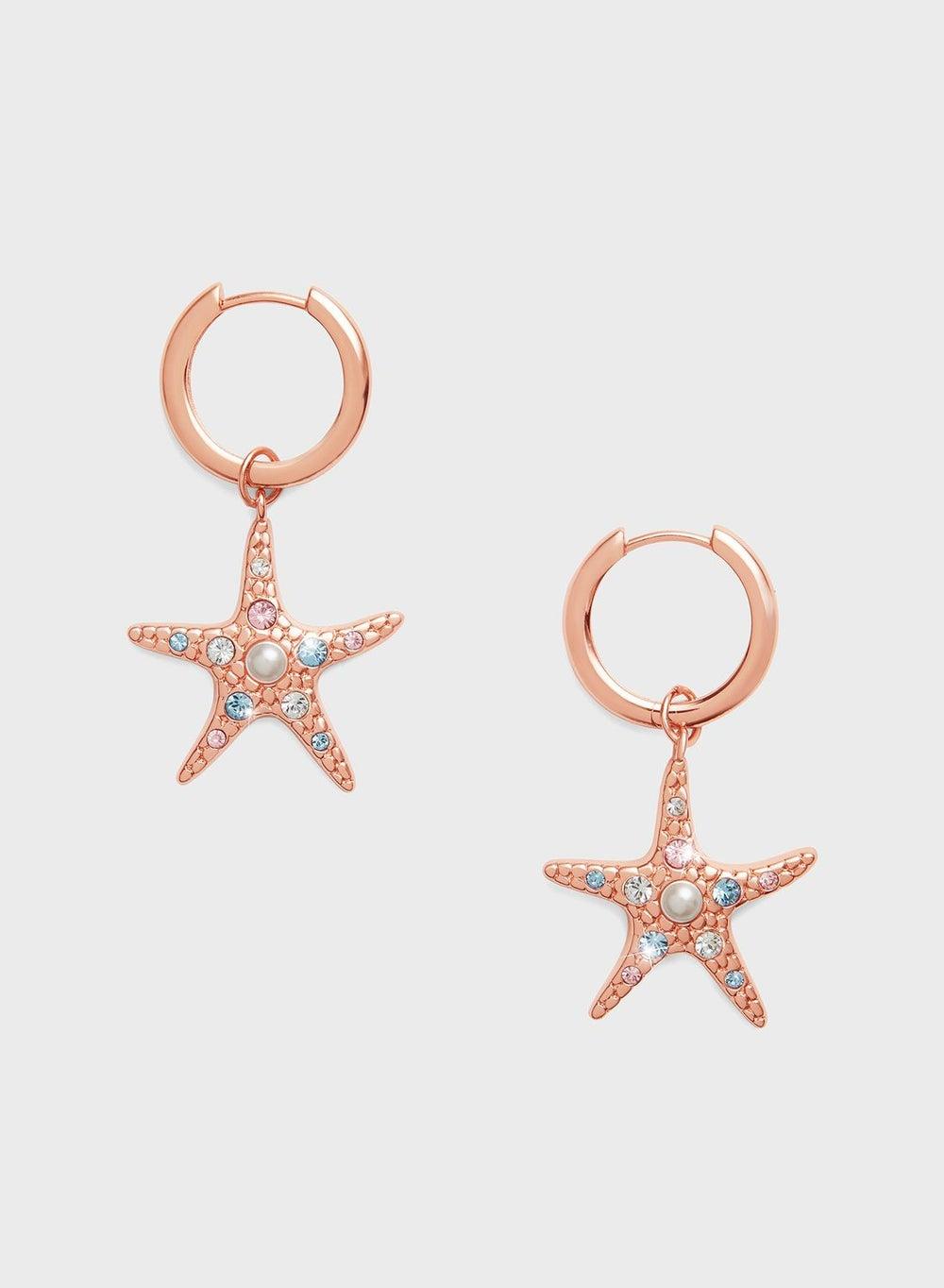 OLIVIA BURTON Starfish Sparkle Huggies Drop Earrings - Image 1