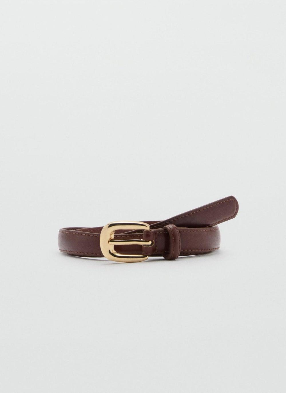 MANGO Chic Leather Skinny Belt for Women - Image 1