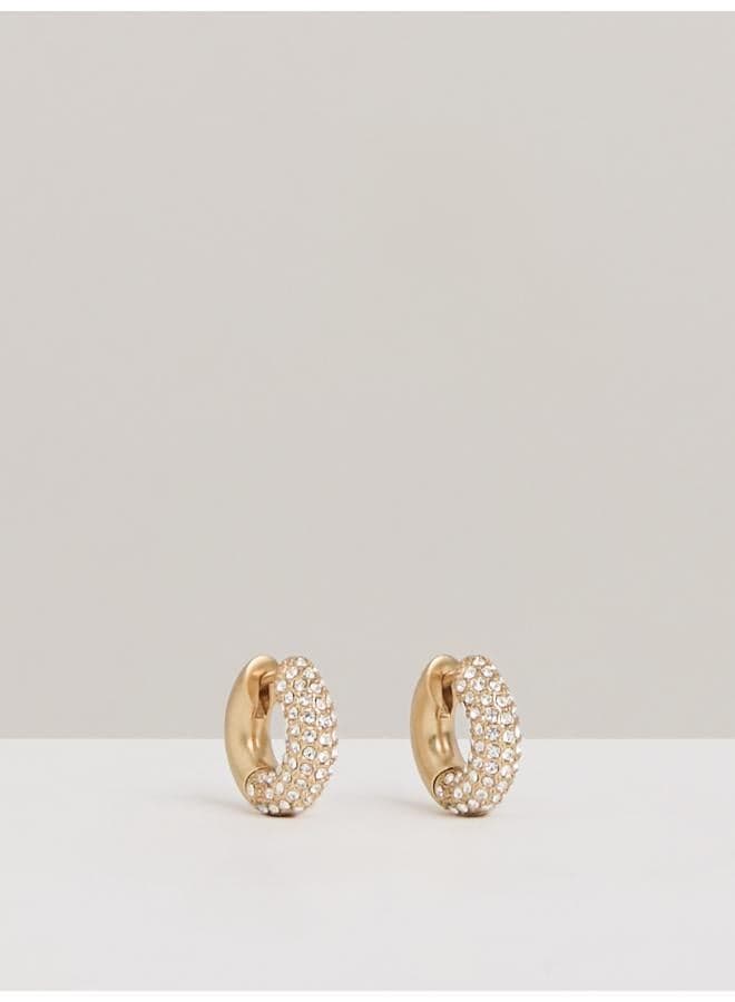 REISS Amelia Pavé Crystal Huggie Hoops in Gold-Tone - Image 1
