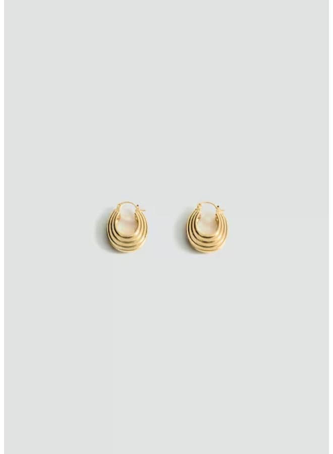 MANGO Chic Embossed Gold-Tone Hoop Earrings - Image 1