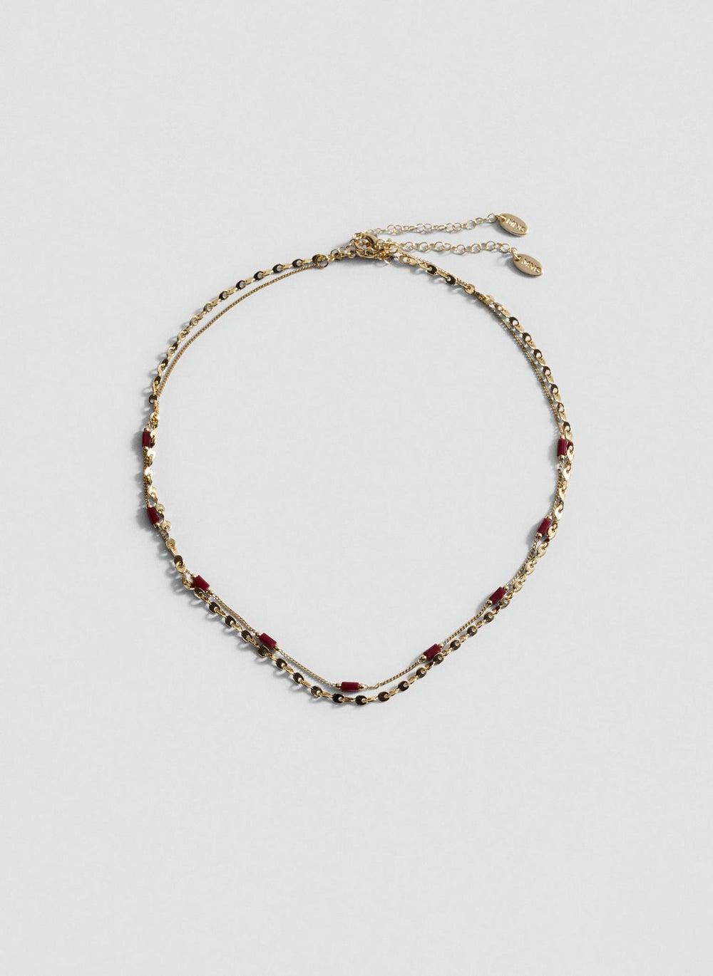 MANGO Elegant Double-Chain Crystal Women's Necklace - Image 1