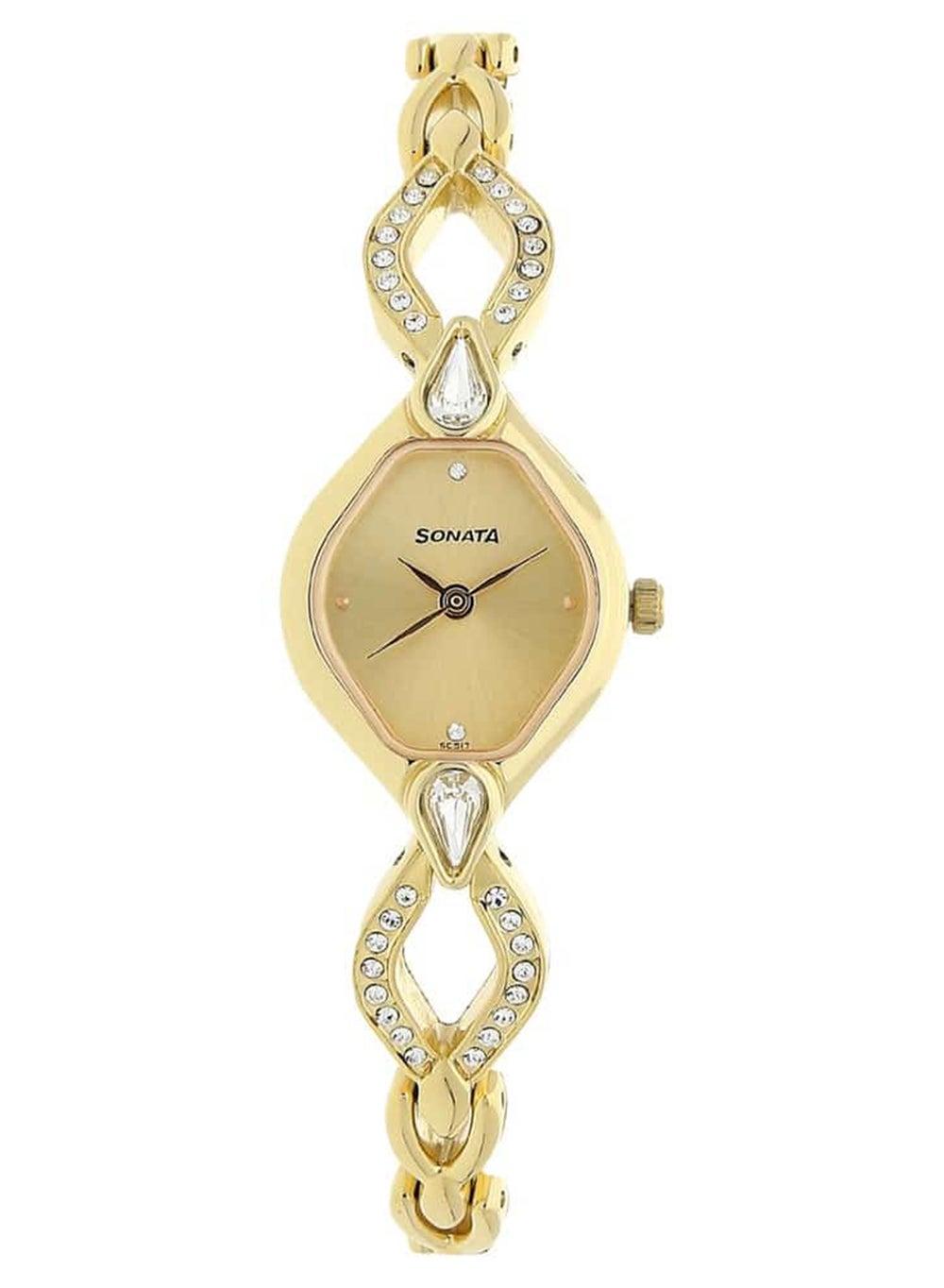 Sonata 8063YM04 Women's Elegant Oval Metal Wrist Watch - Image 1