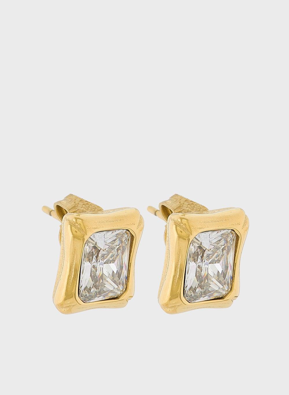 GUESS Bamboo Stud Earrings - Elegant Gold-Tone Finish - Image 1