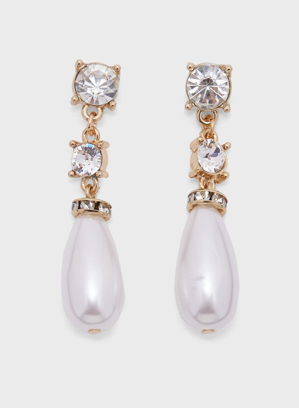 Ella Limited Edition Diamante Pearl Drop Earrings - Image 1
