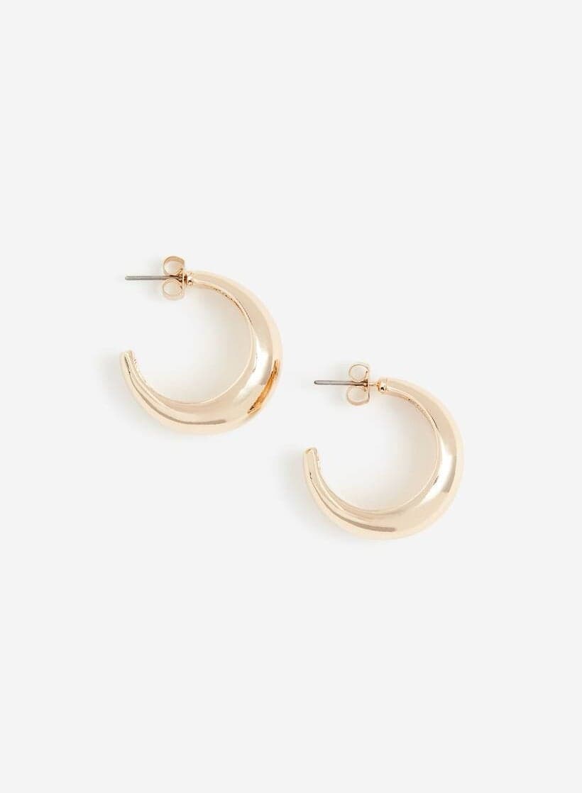H&M Gold Plated Half Circle Hoop Earrings - Image 1