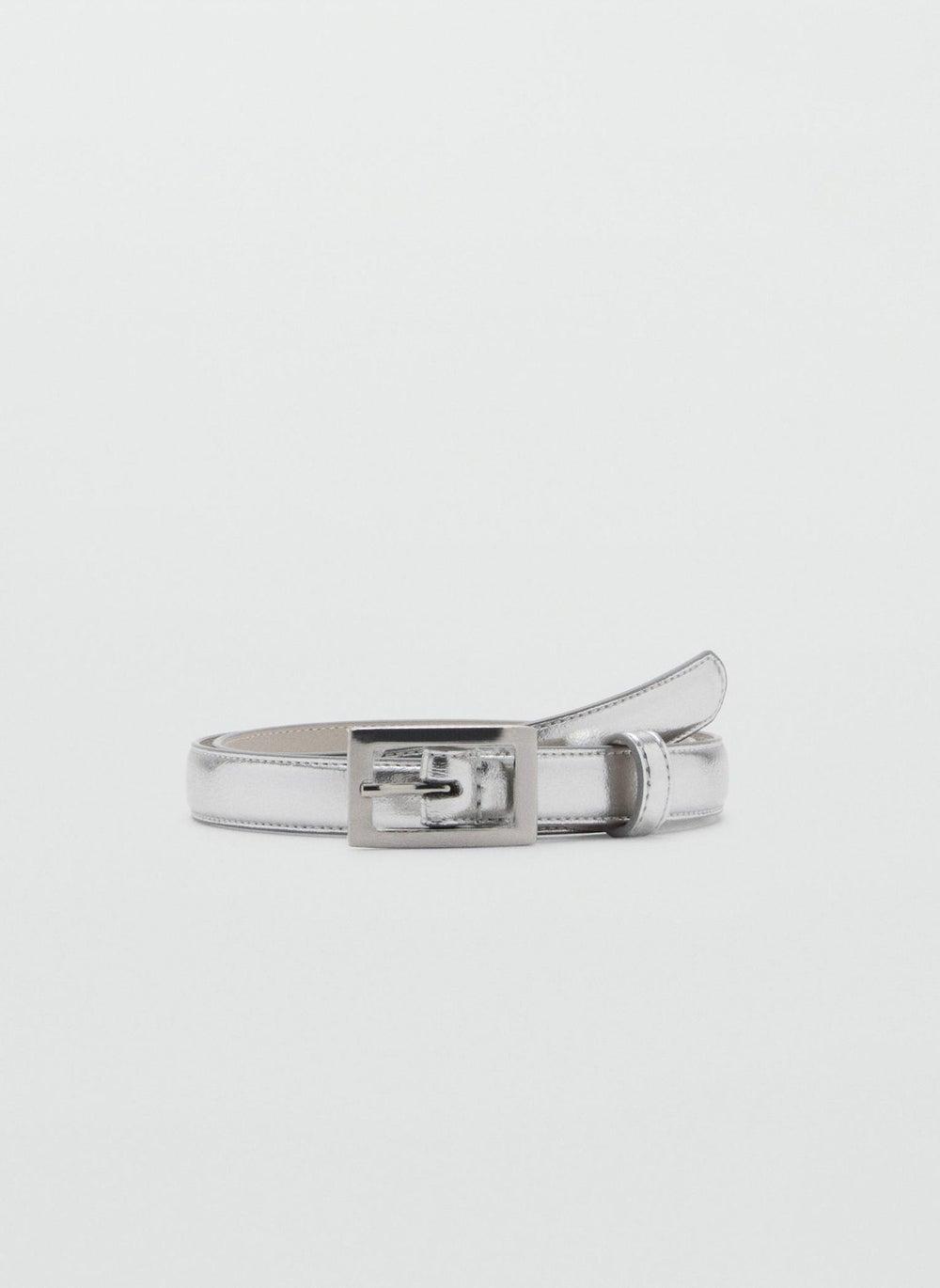MANGO Women's Elegant Square Buckle Faux Leather Belt - Image 1