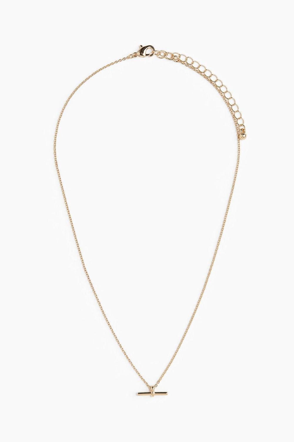Elegant H&M Gold-Tone T-Bar Necklace - Image 1