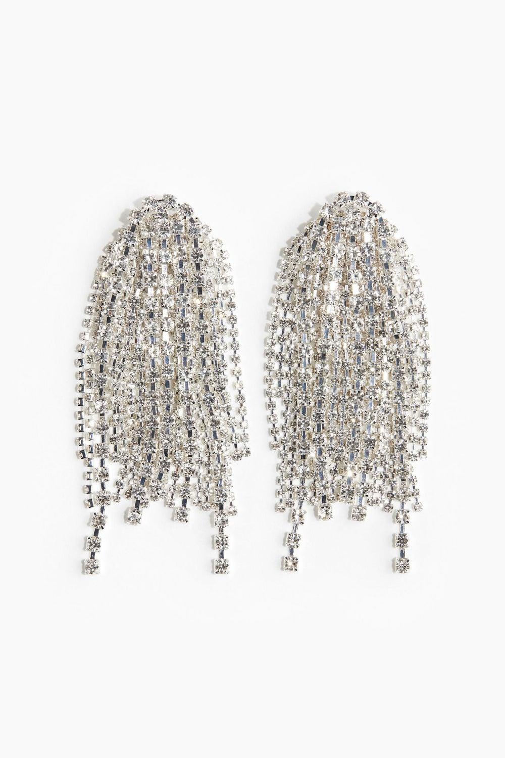 H&M Gleaming Rhinestone-Chain Drop Earrings for Women - Image 1
