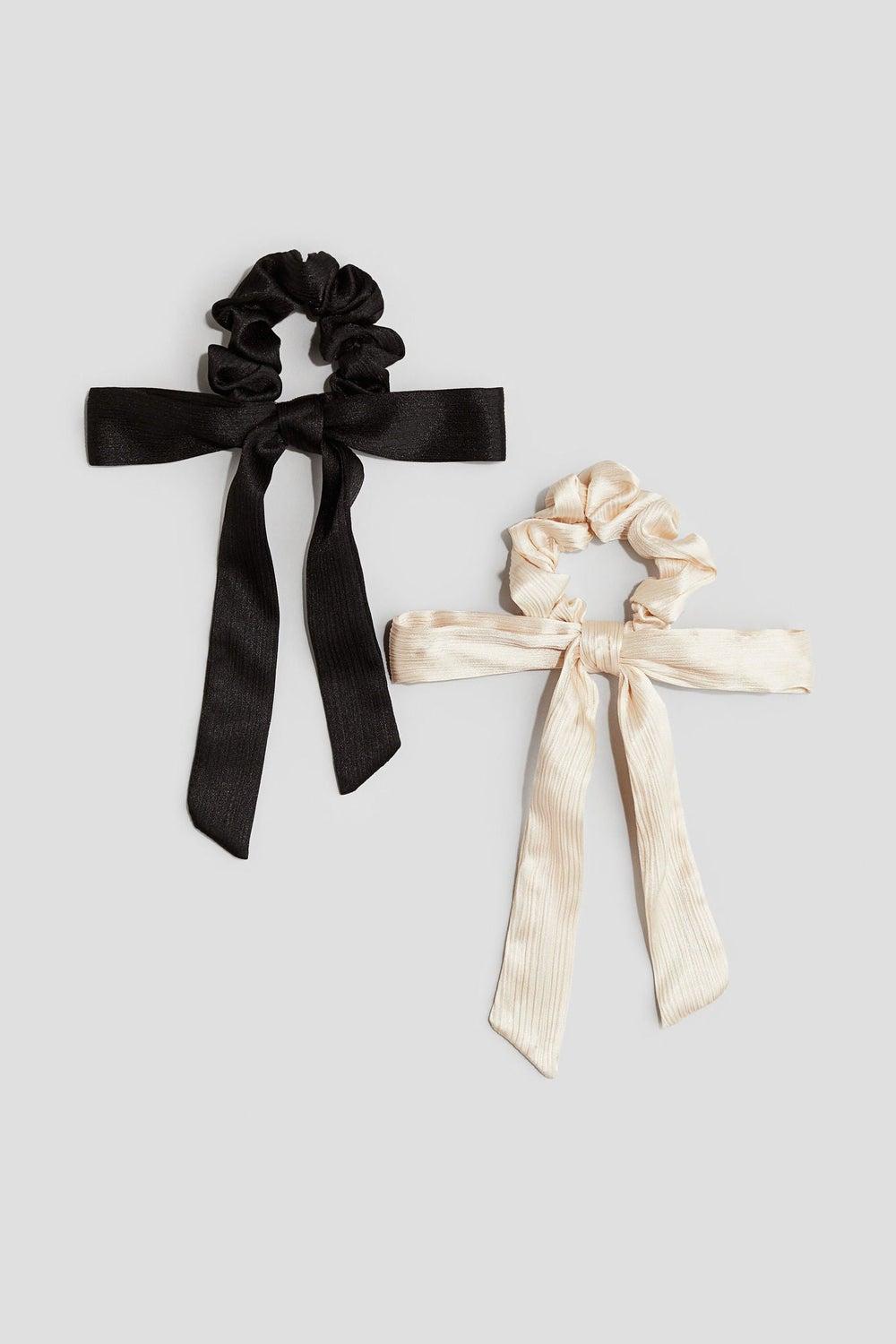H&M Bow-Detail Scrunchies Duo - Elegant Hair Accessory - Image 1