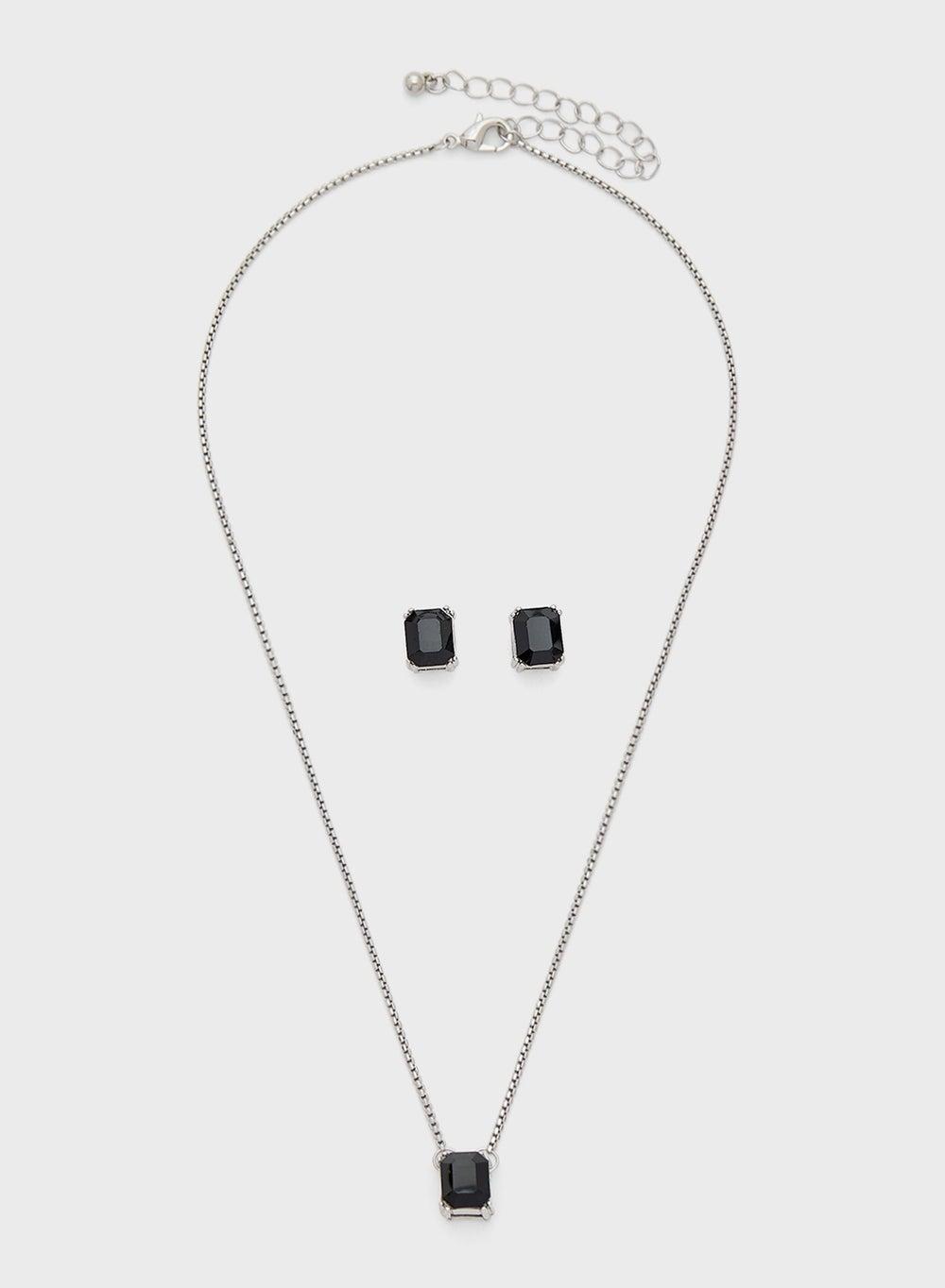 ELLA Stone Pendant & Stud Earring Set – Elegant Accessory - Image 1