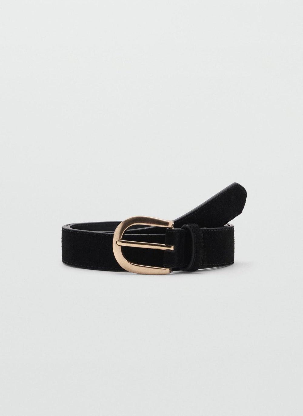 MANGO Golden Buckle Leather Belt for Elegant Styling - Image 1